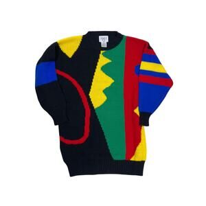 Vintage Y2K Cervelle Colorblock Sweater Medium Heavyweight Geometric Knit